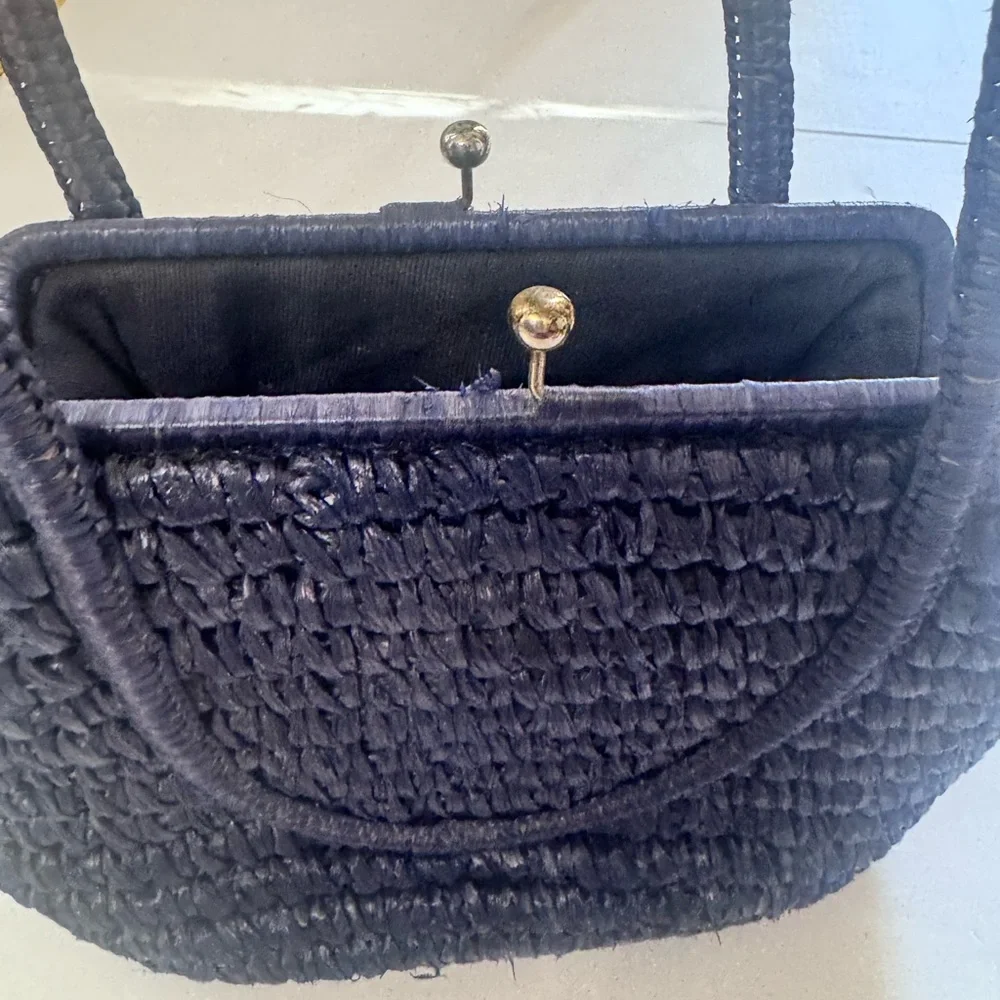 Vintage‎ 1950s 1960s Handbag Purse Cellophane straw made  in Japan